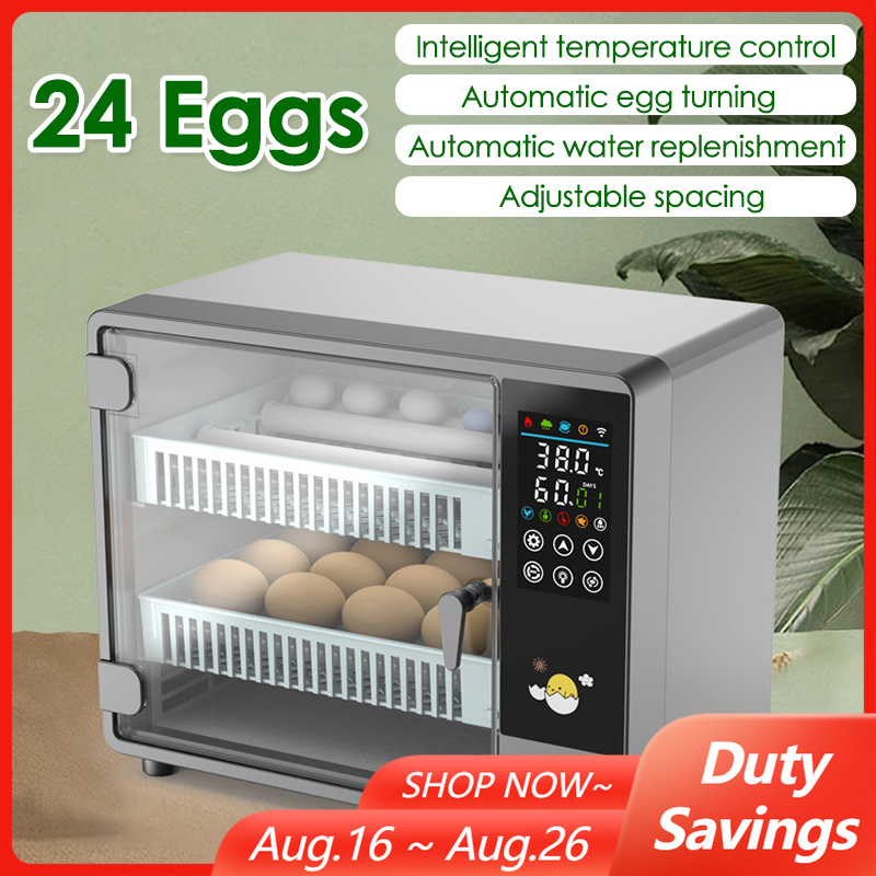 Quail Egg Incubator - 24-eieren volautomatische draaiende eierincubator Touch-temperatuurregeling Boerderijbroederij