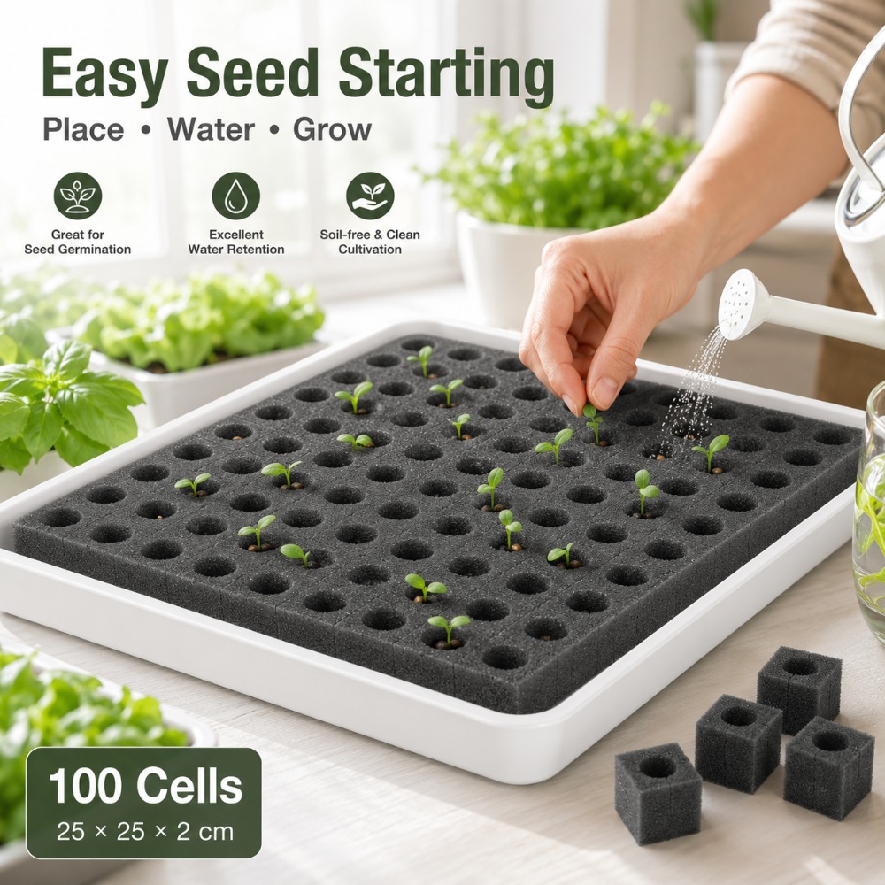 Nursery Plug Tray - Hydroponische plantenspons zonder aarde, 100 stuks